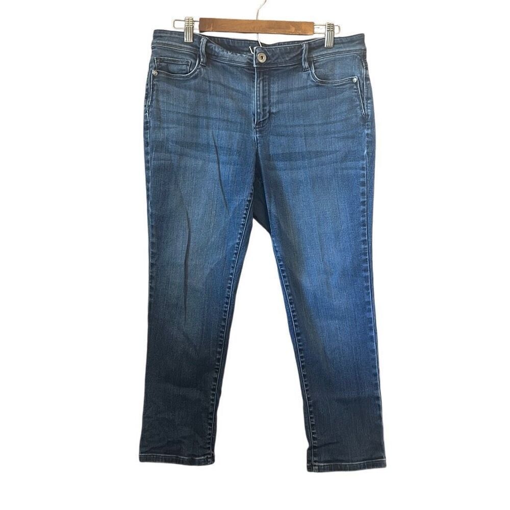 J Jill Denim Authentic Fit Slim Ankle Jeans Blue Wash Petite Size 14
